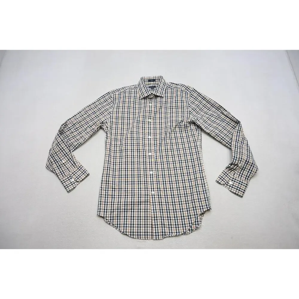 J Crew Slim Fit Flex Button Up Dress Shirt Plaid‎ Long Sleeve Mens Sz Small